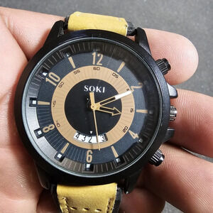 Soki mens fashiin quartz watch date just dial working S-014